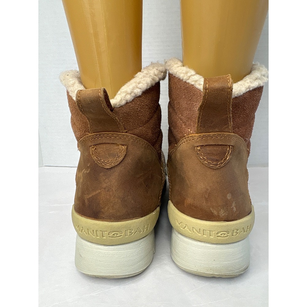 Manitobah Mukluks Women 8.5 Brown Suede Faux Shearling Lined Ankle Boots 6012261 - Picture 4 of 7